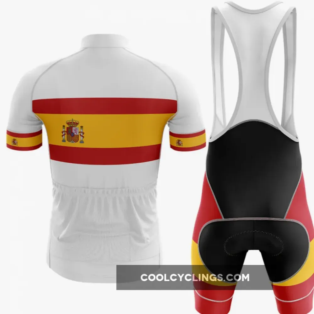 Spain V4 Cycling Kit Jersey   Bibs White/Red/Yellow