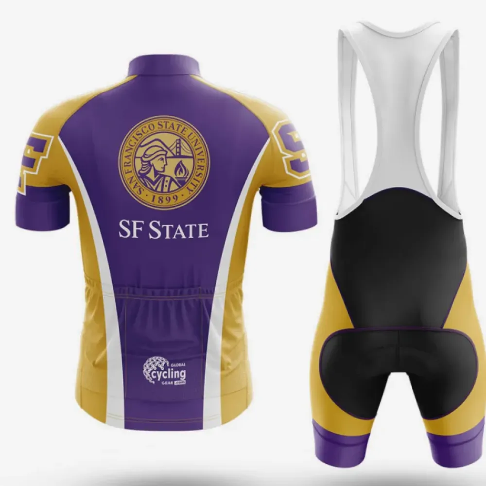 San Francisco State University Cycling Bibs Comfortable Purple/Gold/White