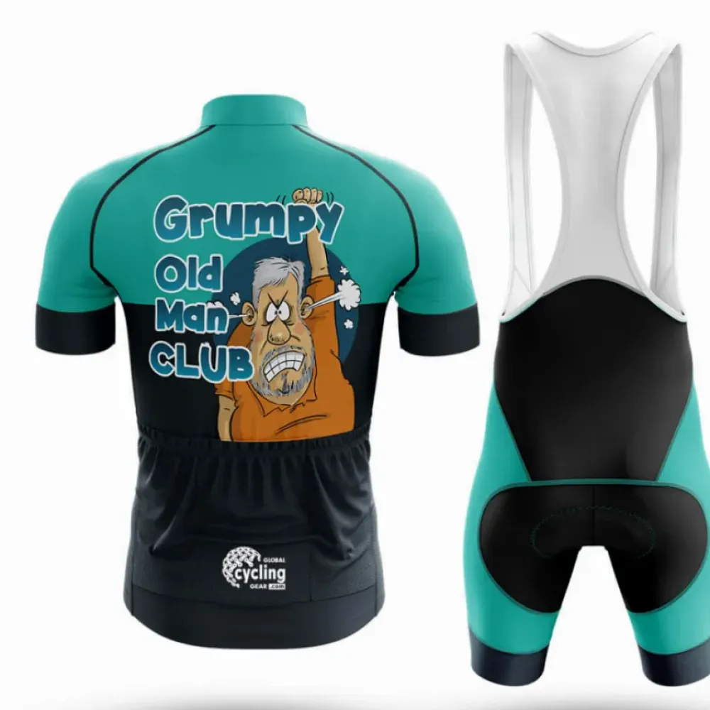 Grumpy Old Man Cycling Jersey Happy Teal/Black/Brown