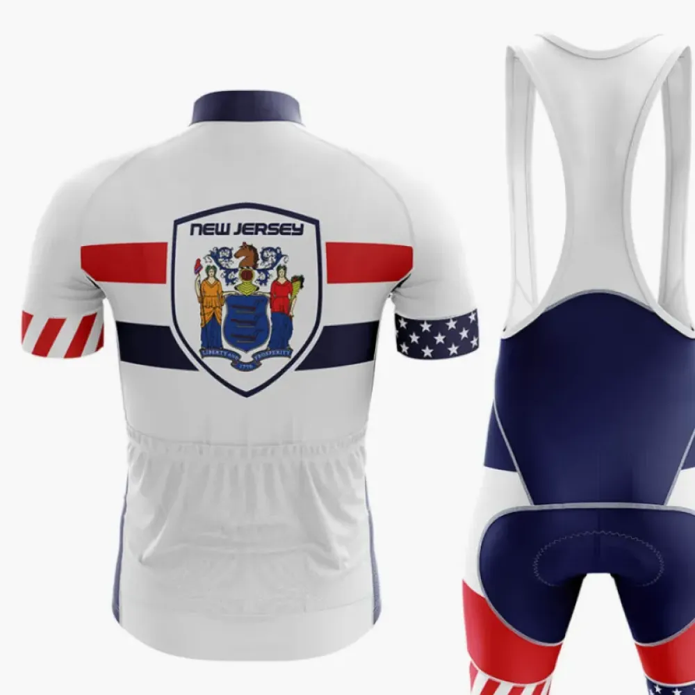 New Jersey V5 Cycling Jersey American Flag White/Red/Blue