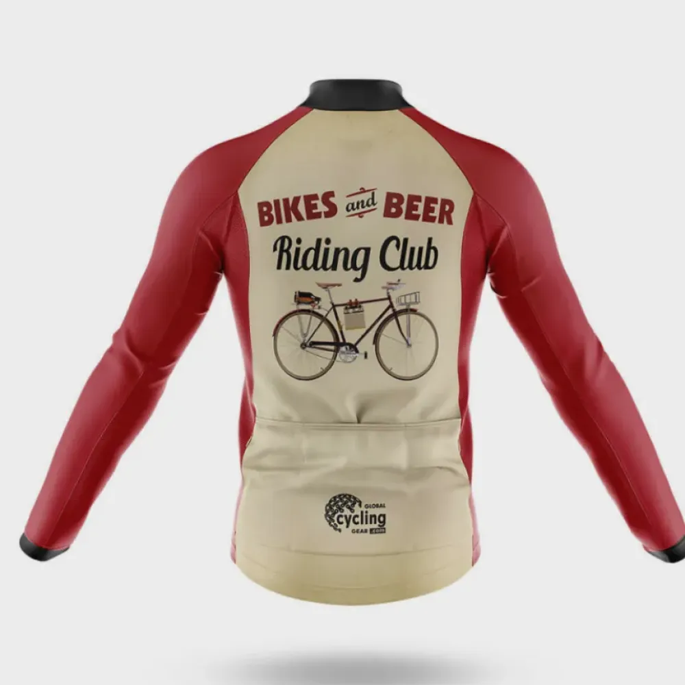 Retro Beer Riding Club Vintage Cycling Jersey Retro Beige/Burgundy/Black