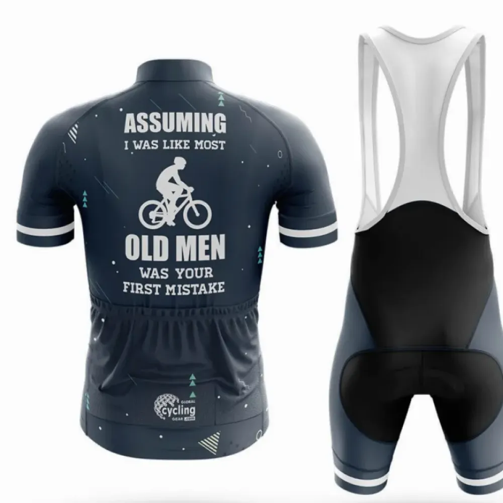 Cycling Old Man Bibs Ver.3 Comfortable Navy/White/Grey