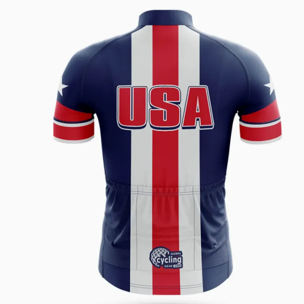 USA Patriotic Cycling Jersey Long Sleeve Navy/White/Red