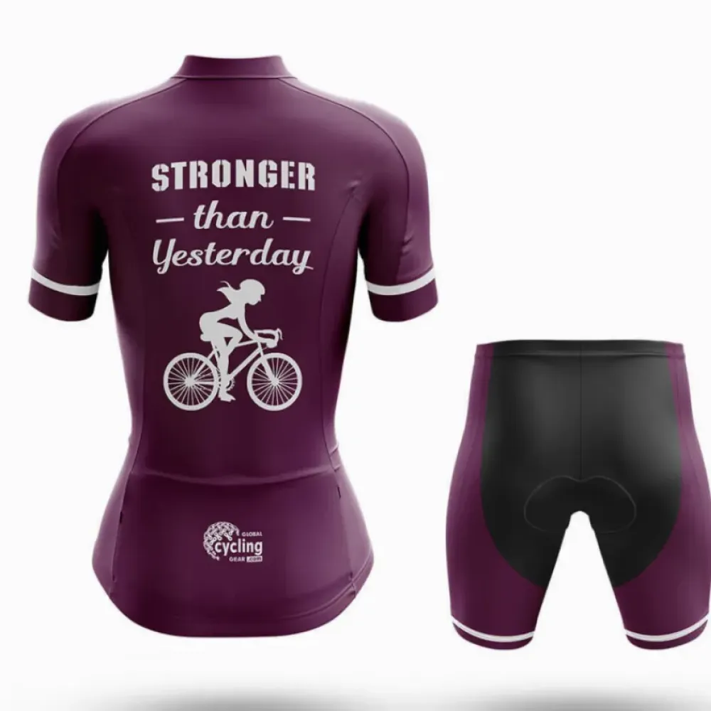Stronger Women's Cycling Jersey Purple/White/Burgundy