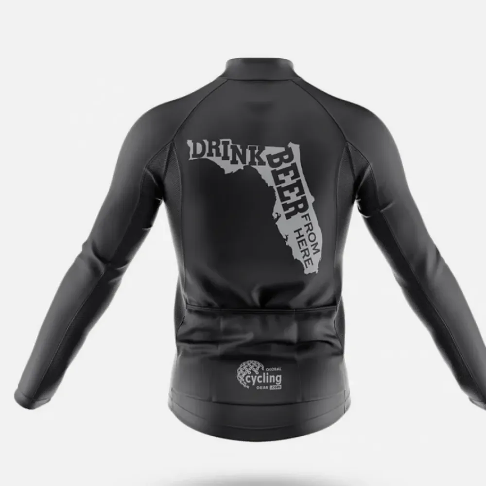 Drink Beer From Here Cycling Jersey Breathable Black/Gray/White
