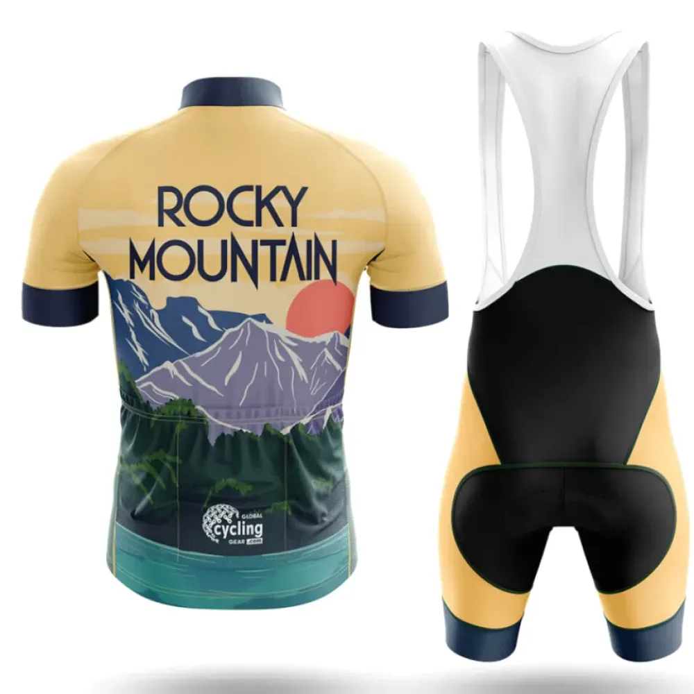 Rocky Mountain Cycling Jersey Mountain Landscape Gold/Teal/Navy