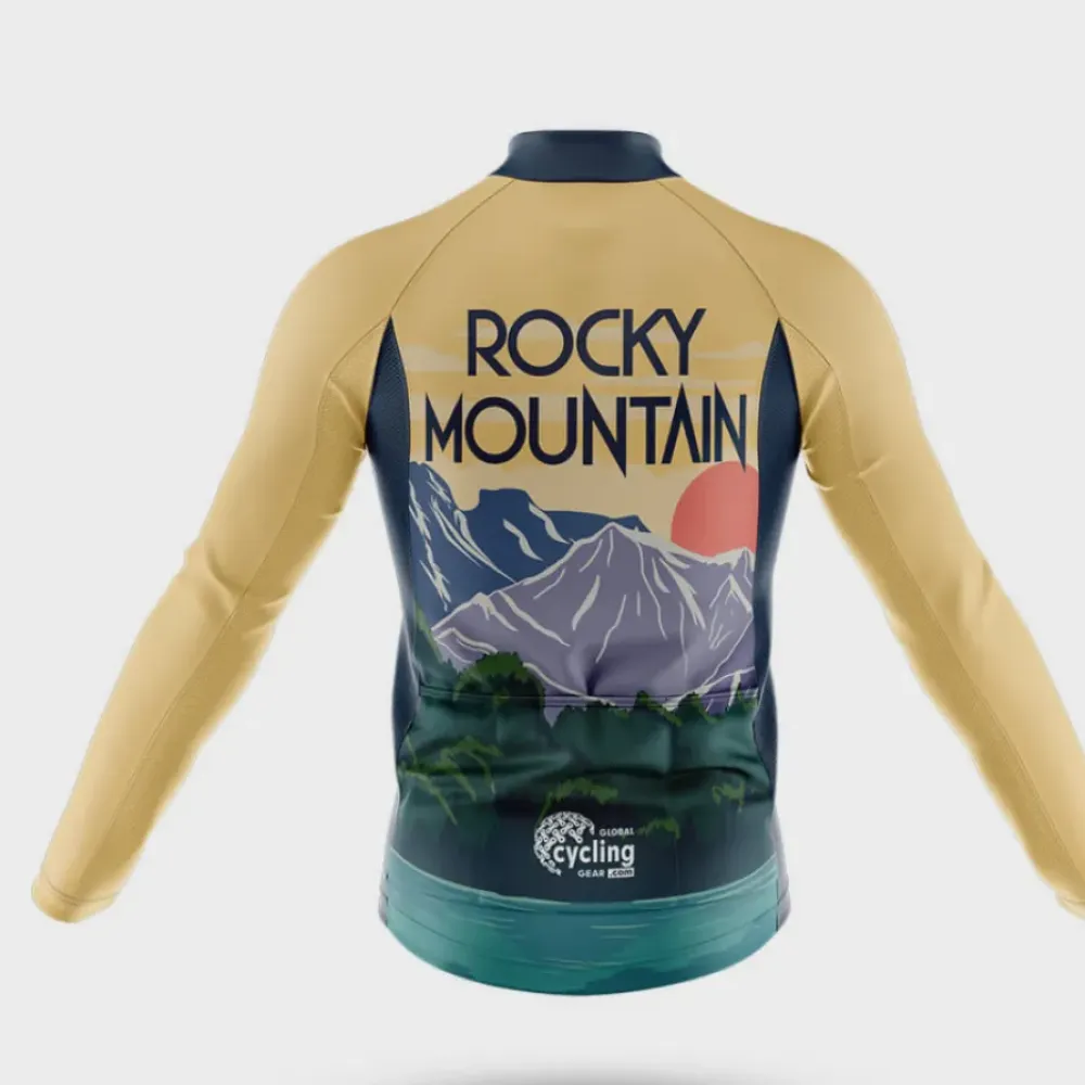 Rocky Mountain Cycling Jersey Mountain Landscape Gold/Teal/Navy
