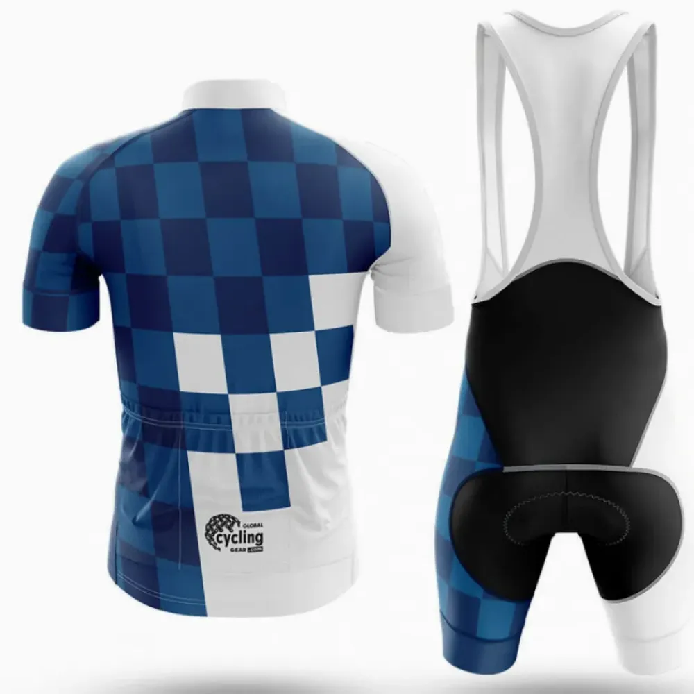 USA S16 Cycling Kit Checkerboard Blue/White/Black