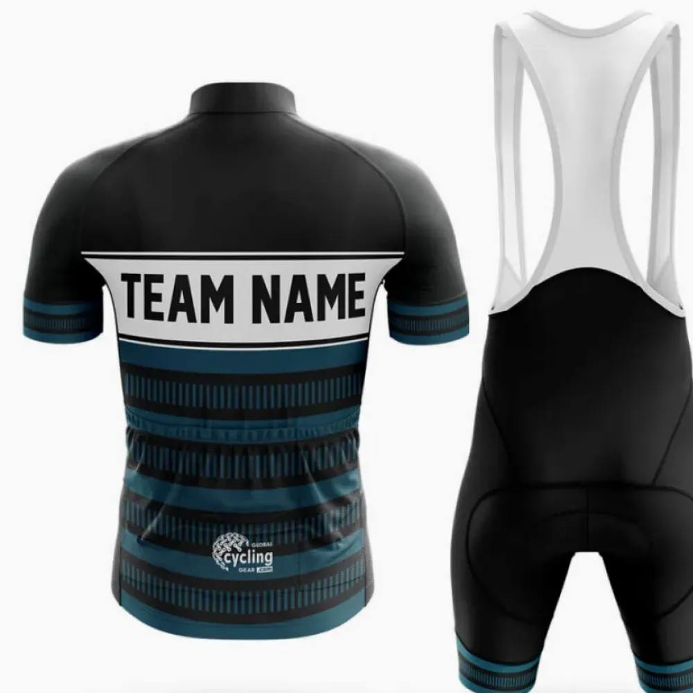 Custom Team Name S19 Long Sleeve Cycling Jersey Black/Teal/White