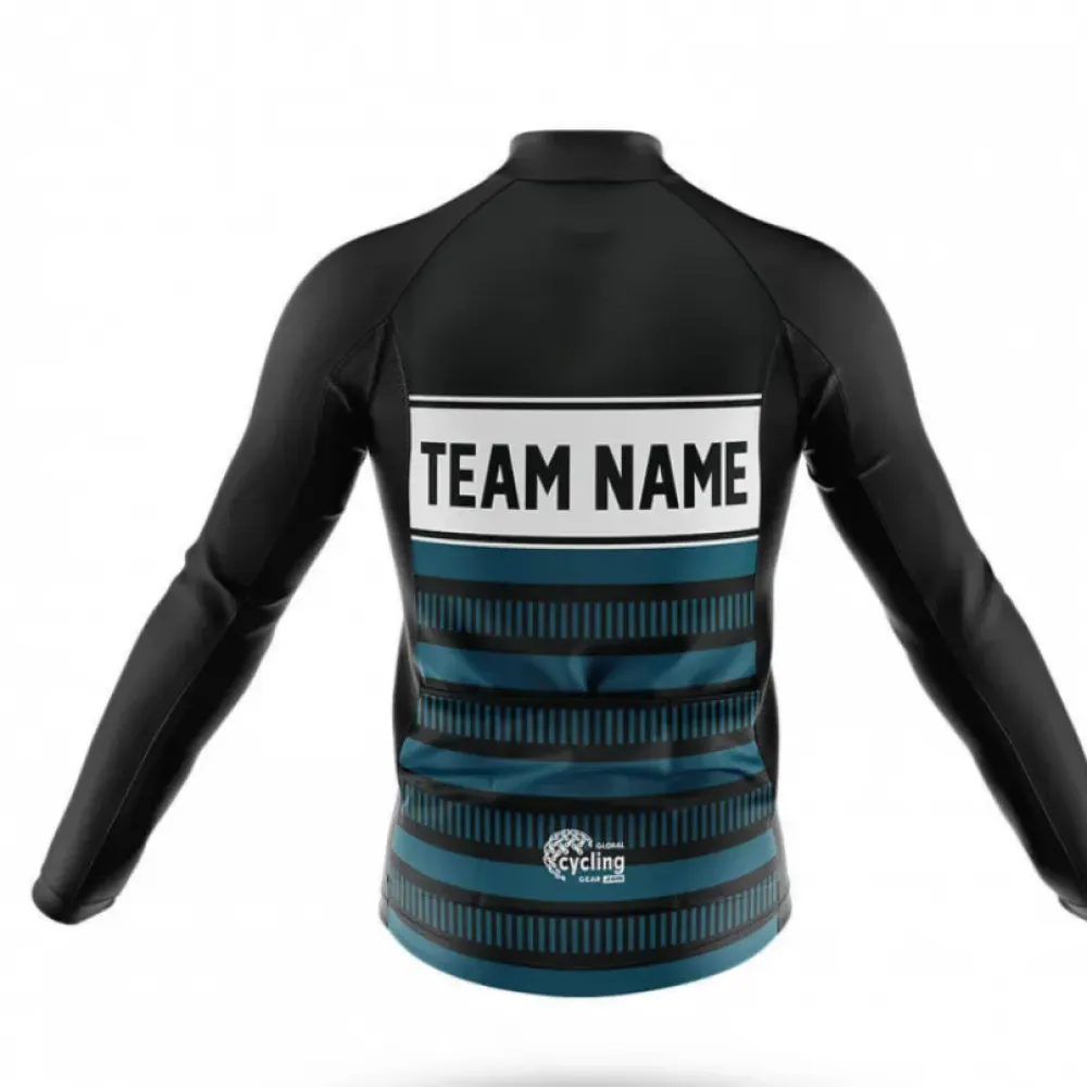 Custom Team Name S19 Long Sleeve Cycling Jersey Black/Teal/White