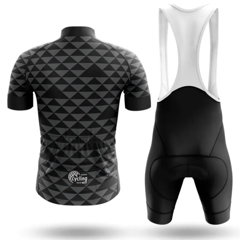 Cycling Jersey Black Triangles Long Sleeve Black/Gray/Silver