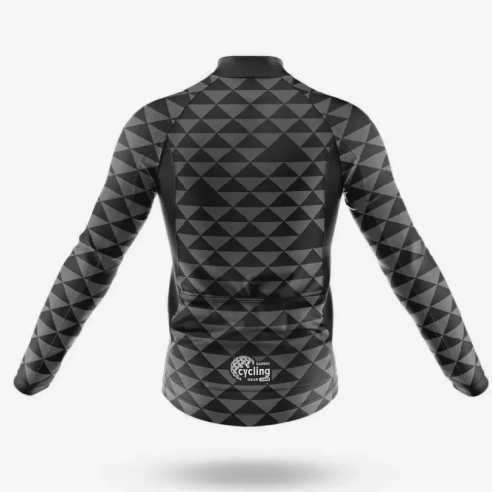 Cycling Jersey Black Triangles Long Sleeve Black/Gray/Silver
