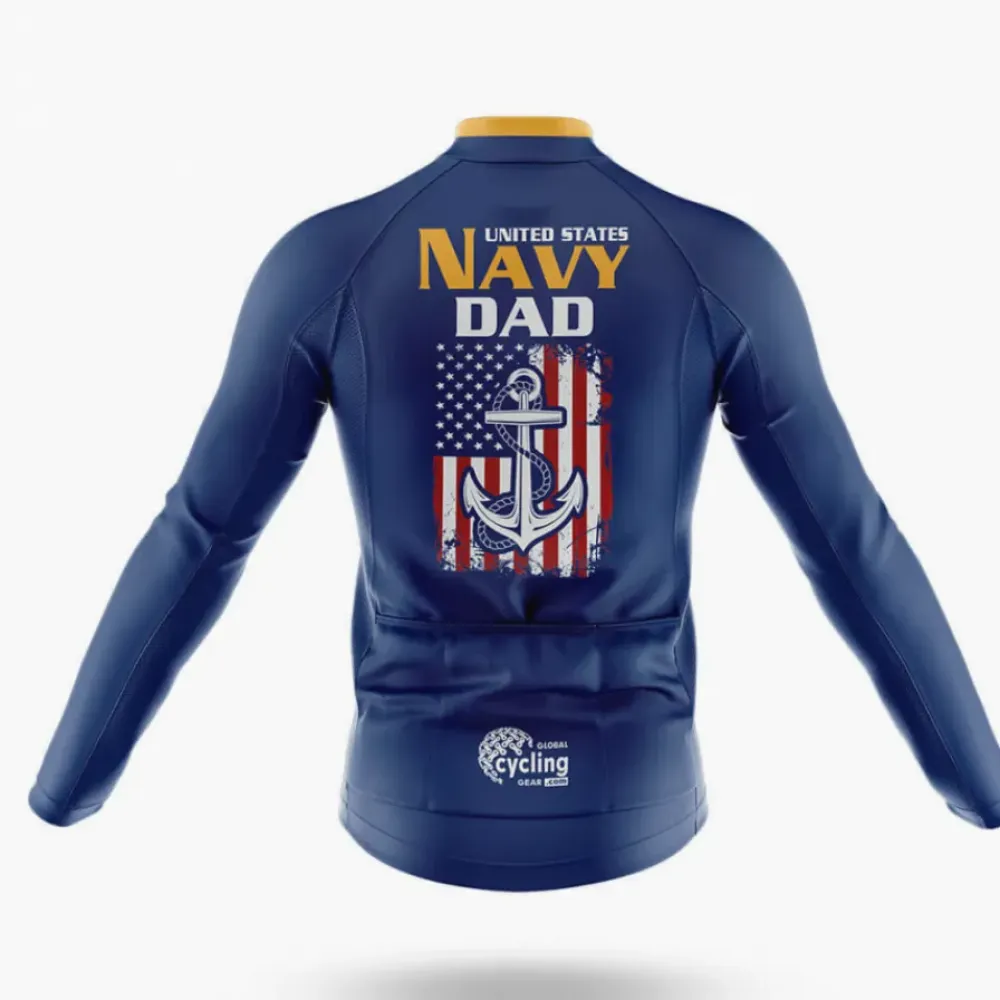 Navy Dad Long Sleeve Cycling Jersey Navy/Yellow/Blue