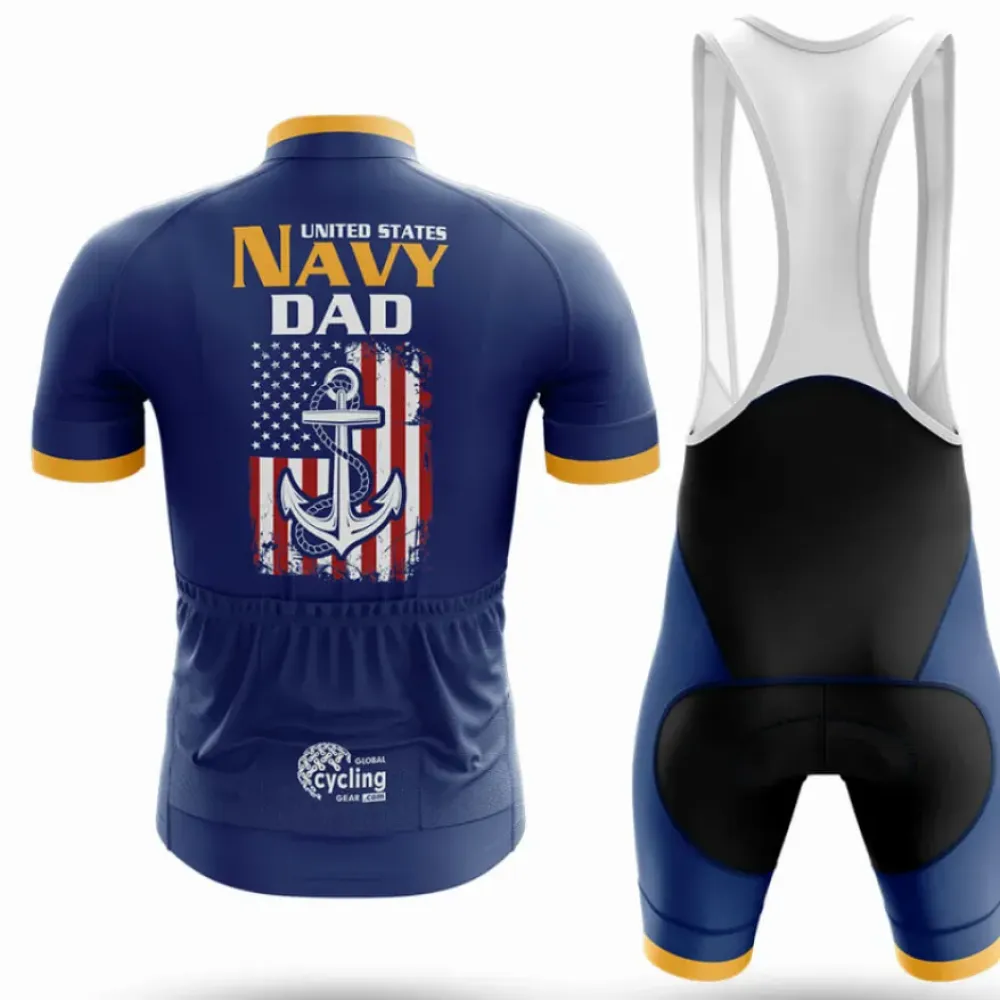 Navy Dad Long Sleeve Cycling Jersey Navy/Yellow/Blue