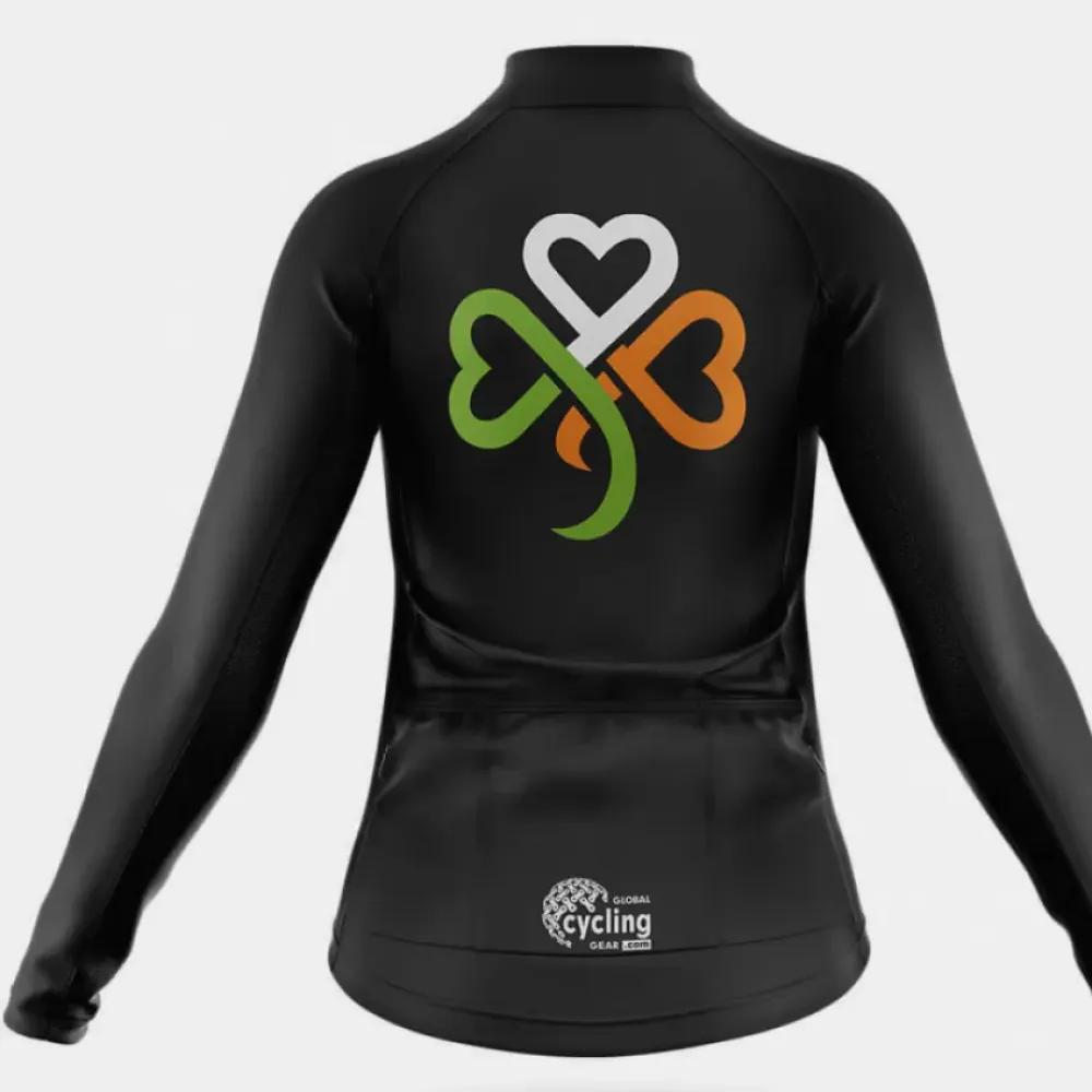 Ireland Clover Hearts Women's Cycling Kit Black/Green/Orange