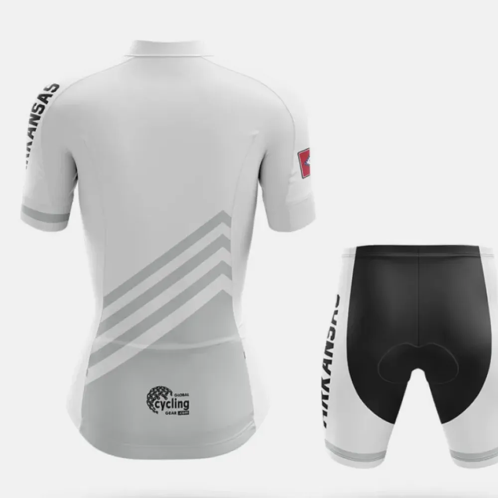 Arkansas S4 White Cycling Jersey White/Grey/Red