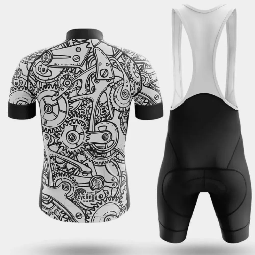 Cycling Bibs Breathable White/Black/Gears