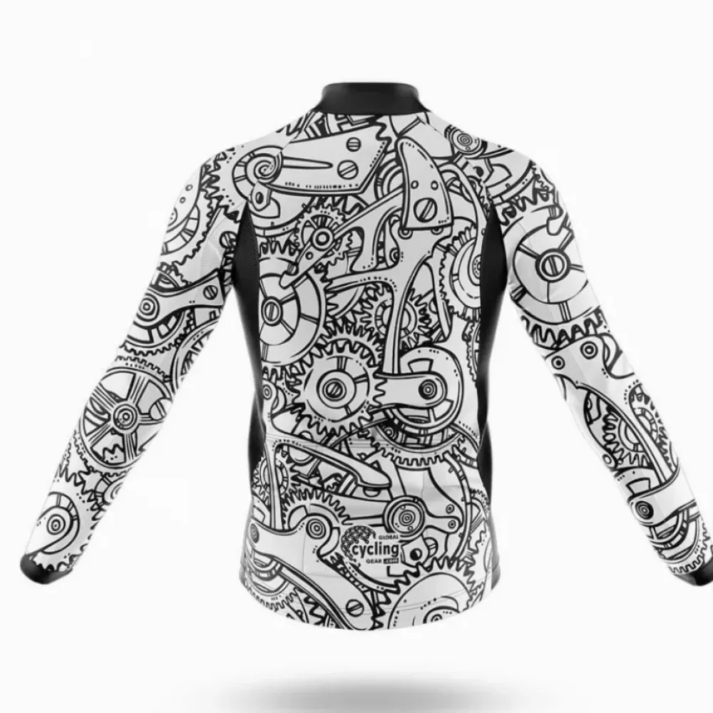 Cycling Bibs Breathable White/Black/Gears