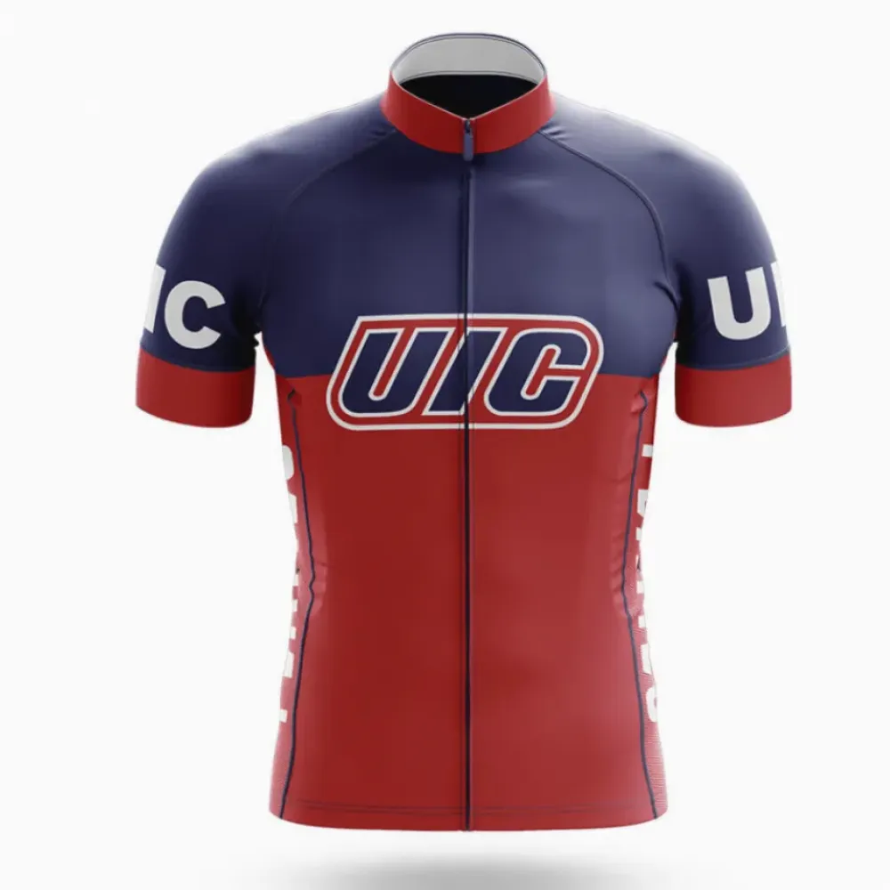 University of Illinois Chicago Long Sleeve Cycling Jersey Navy/Red/White