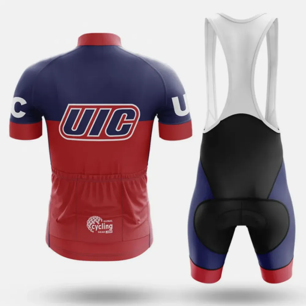 University of Illinois Chicago Long Sleeve Cycling Jersey Navy/Red/White