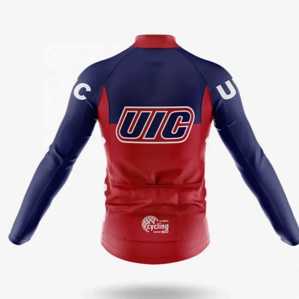 University of Illinois Chicago Long Sleeve Cycling Jersey Navy/Red/White