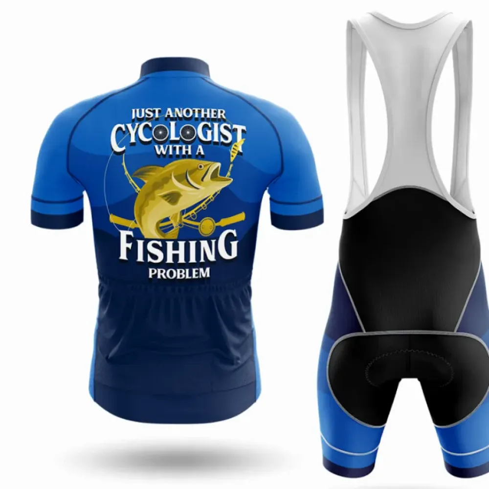 Cycling Jersey Fishing Problem Blue/Grey/Black
