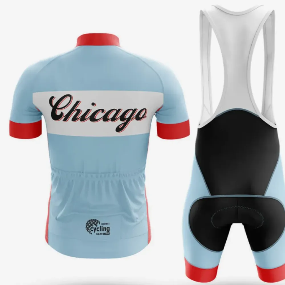 Chicago Cycling Jersey Stars Light Blue/Red/White