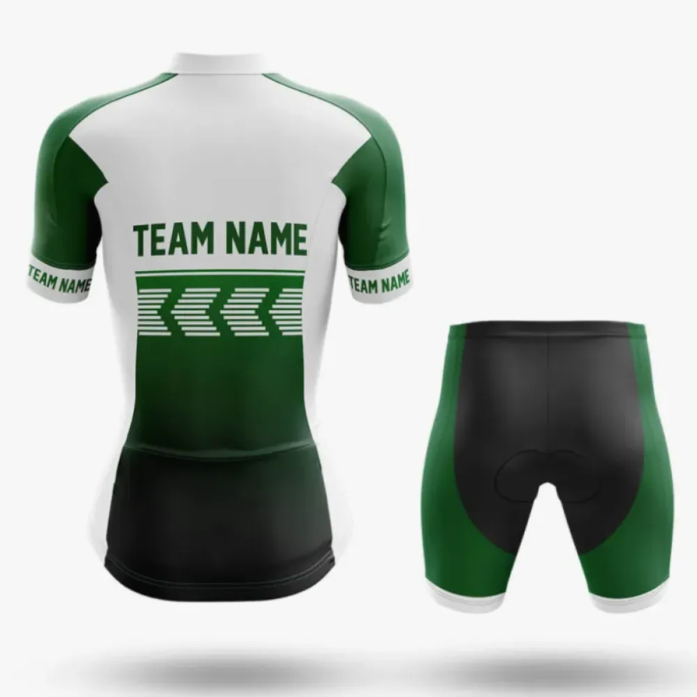 Custom Team Name S4 Women's Cycling Shorts Black/Green/White