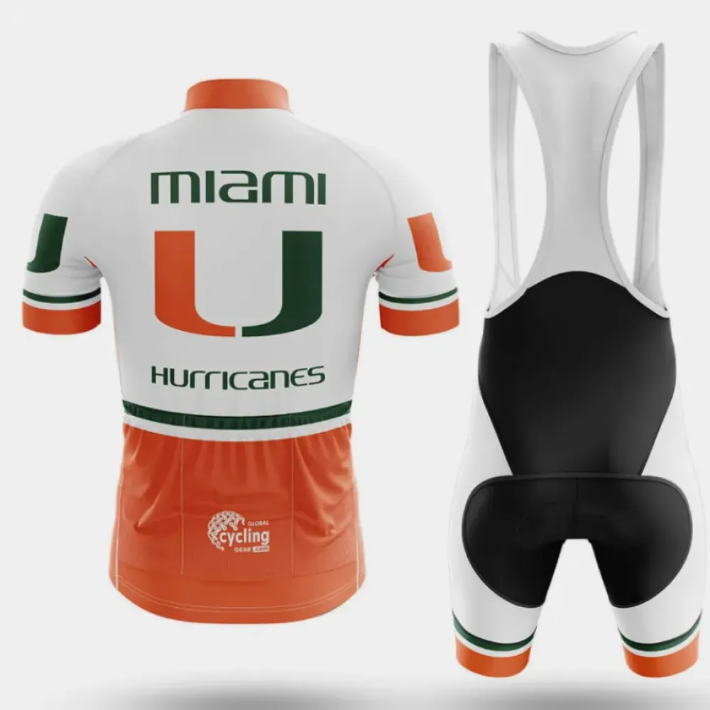 Miami Hurricanes Long Sleeve Cycling Jersey White/Orange/Green