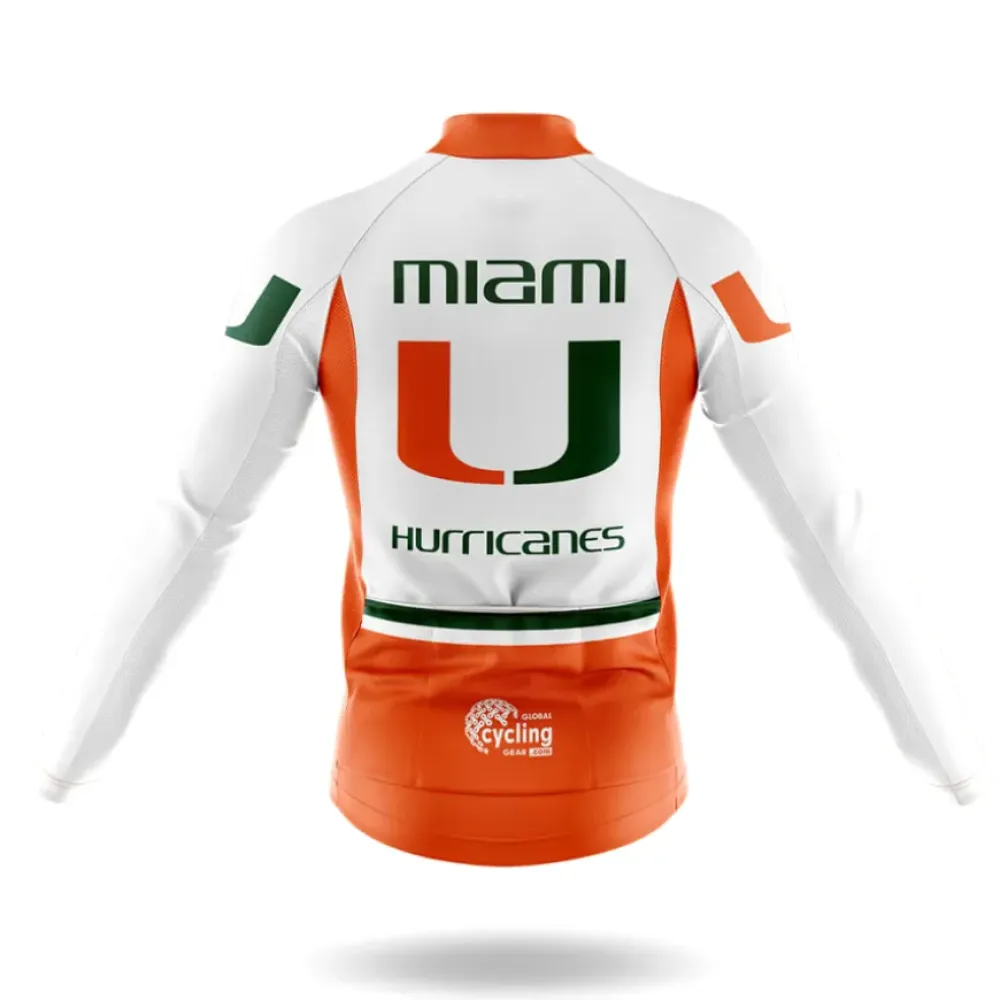 Miami Hurricanes Long Sleeve Cycling Jersey White/Orange/Green