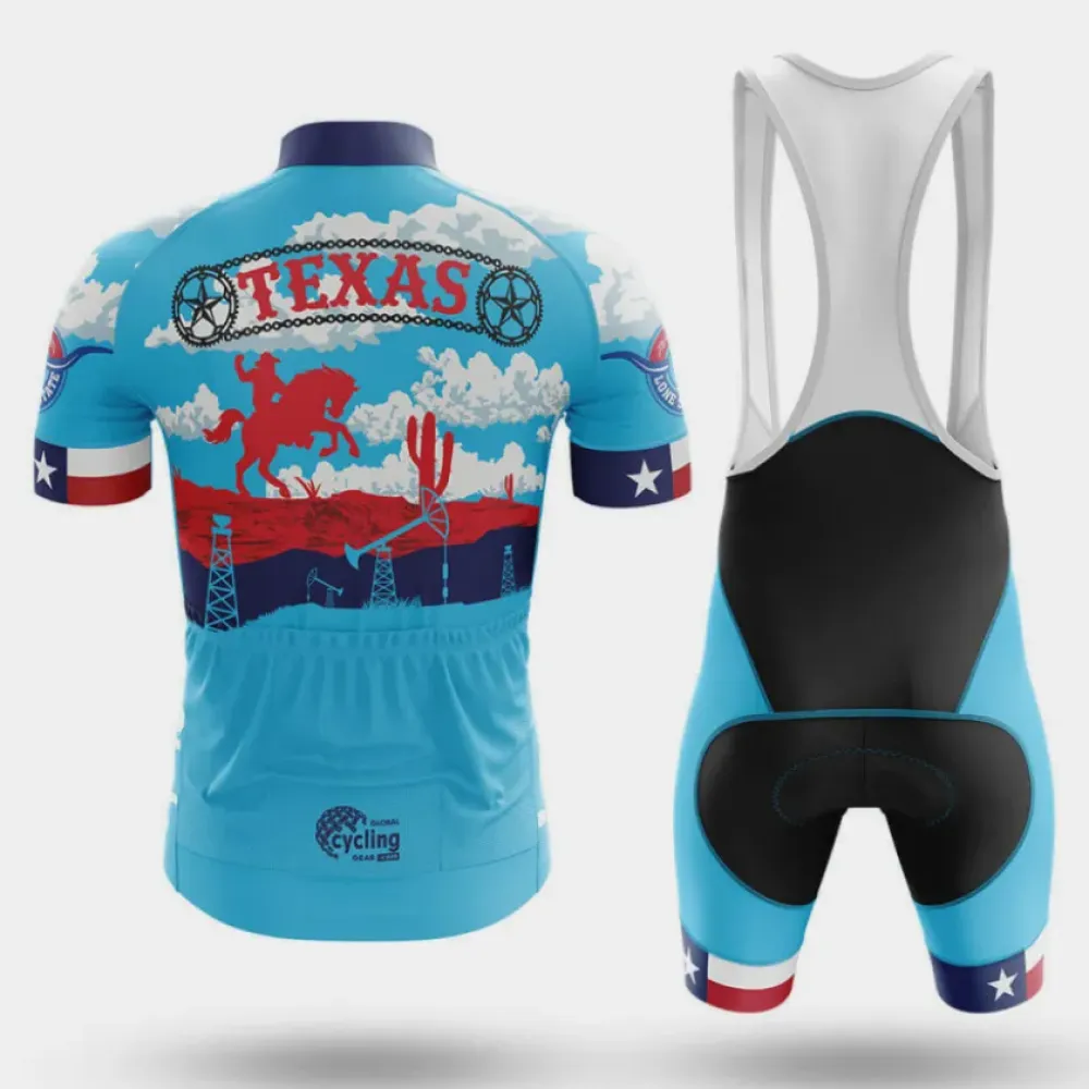 Texas Retro Cycling Jersey Retro Blue/Red/Turquoise