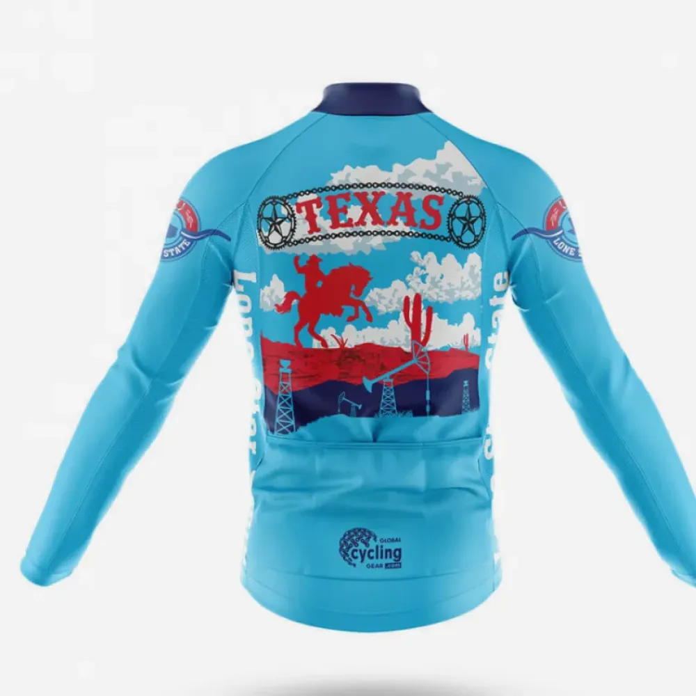 Texas Retro Cycling Jersey Retro Blue/Red/Turquoise