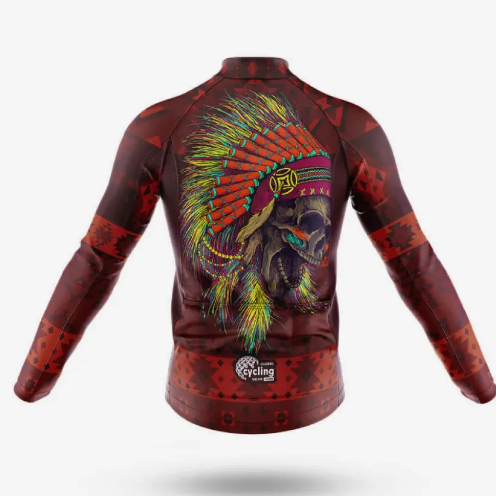 Native Chief Skull Cycling Jersey Red/Gold/Black