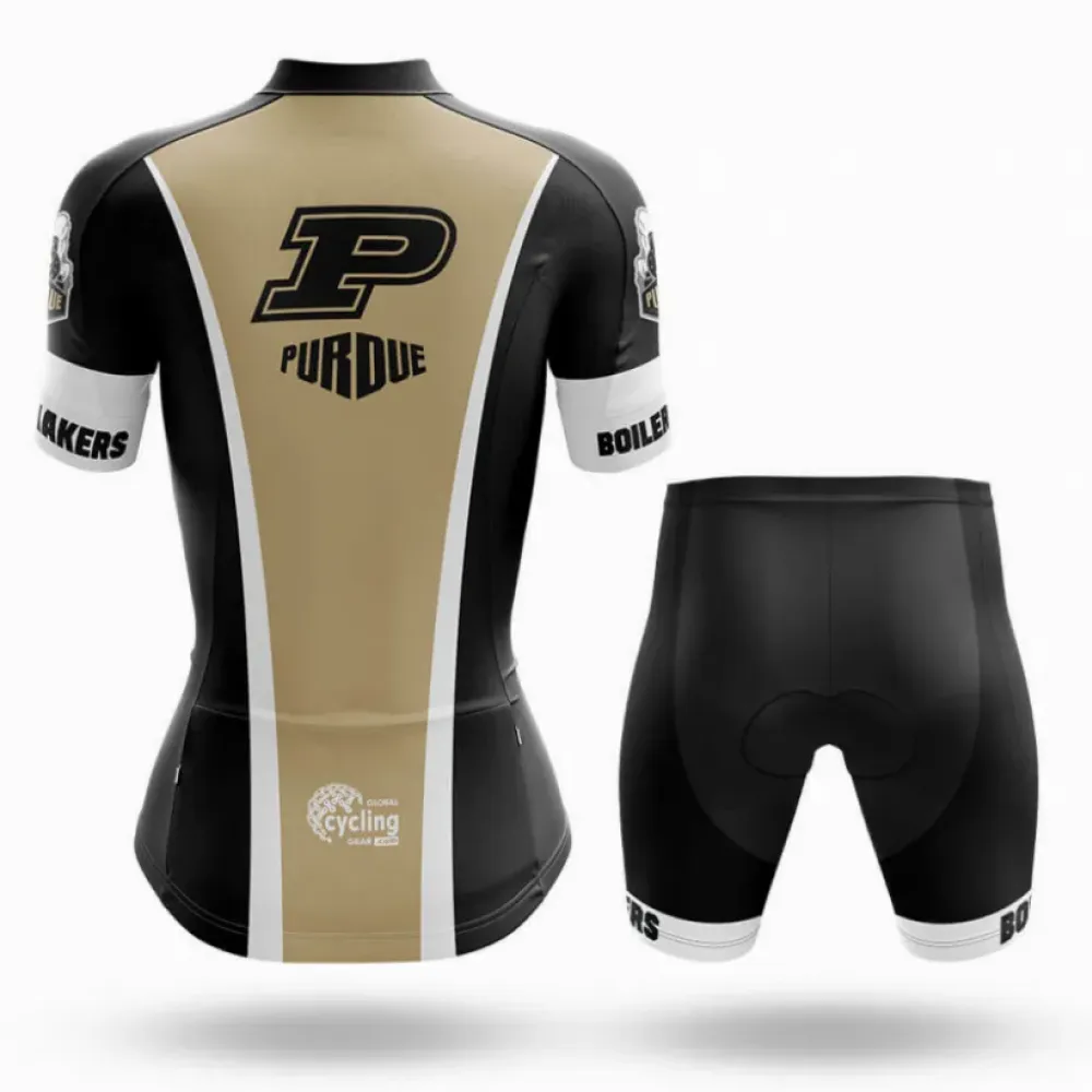 Purdue University Women's Long Sleeve Cycling Jersey Gold/Black/White