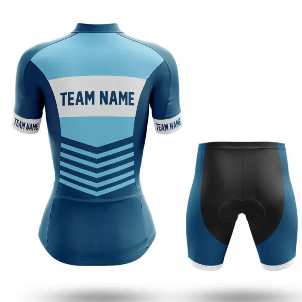 Custom Team Name V20 Women's Cycling Jersey Blue/Teal/White