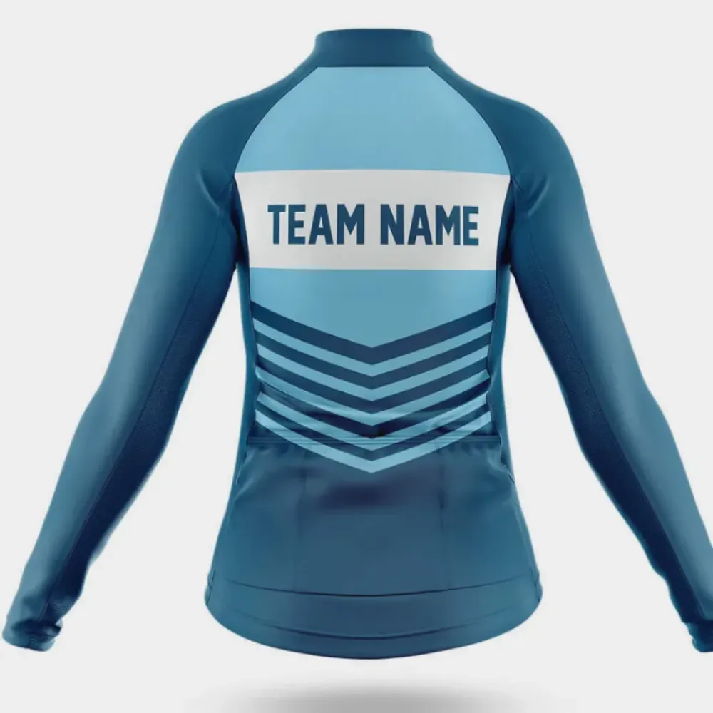 Custom Team Name V20 Women's Cycling Jersey Blue/Teal/White