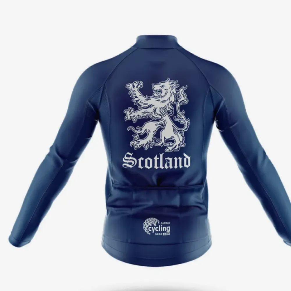 Scottish Lion Long Sleeve Cycling Jersey Navy/White/Grey