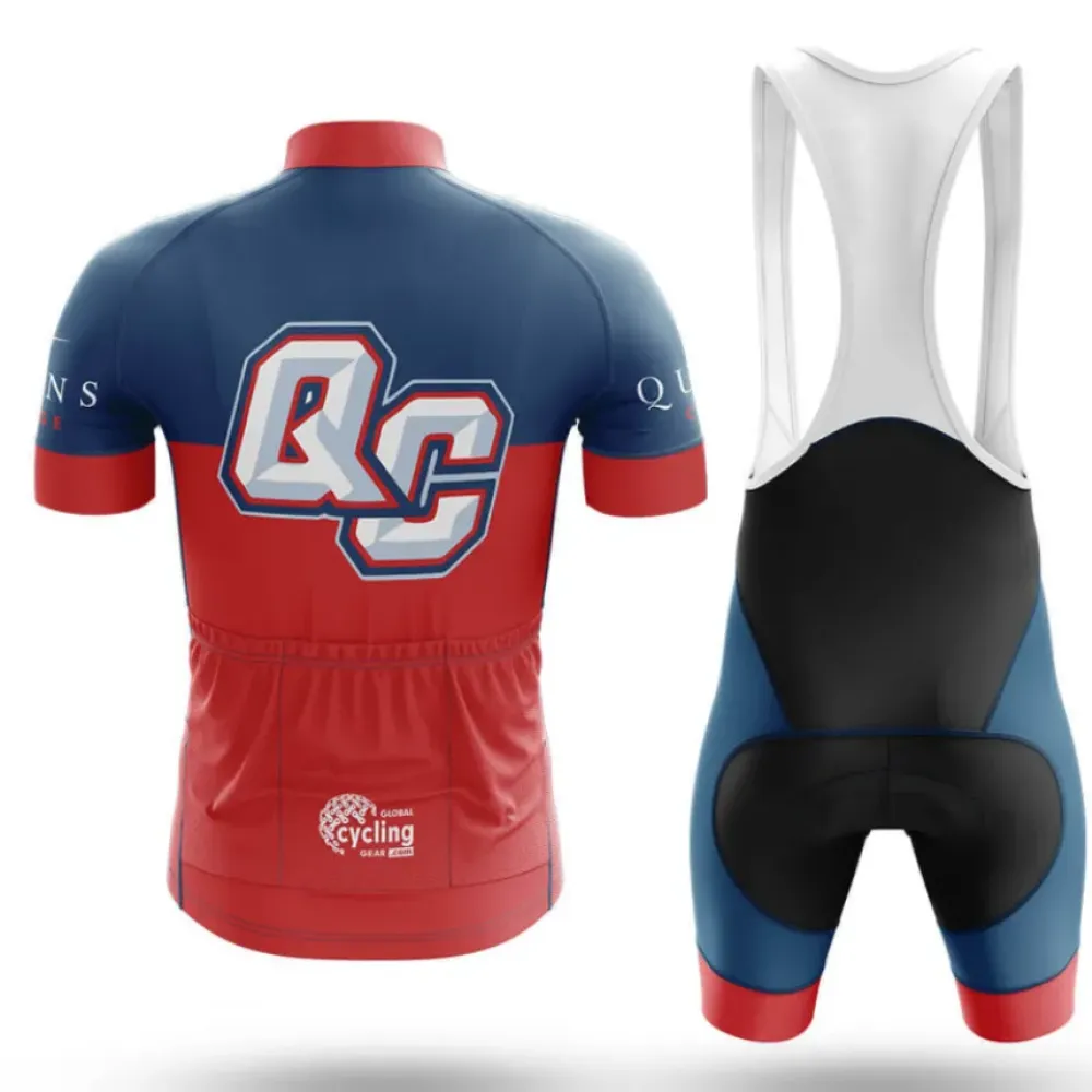 Queens College Long Sleeve Cycling Jersey Ver.2 Feature Navy/Red/White