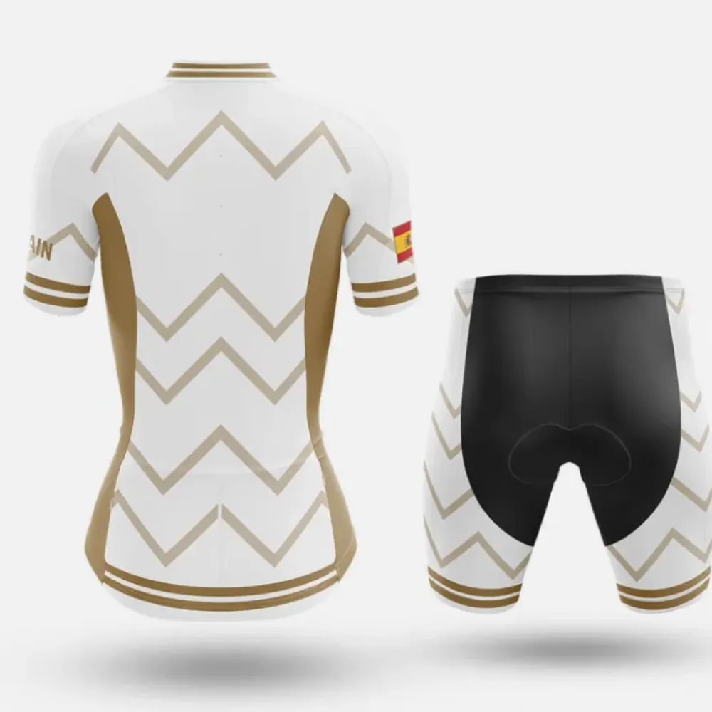 Spain Women Cycling Shorts White/Gold/Black
