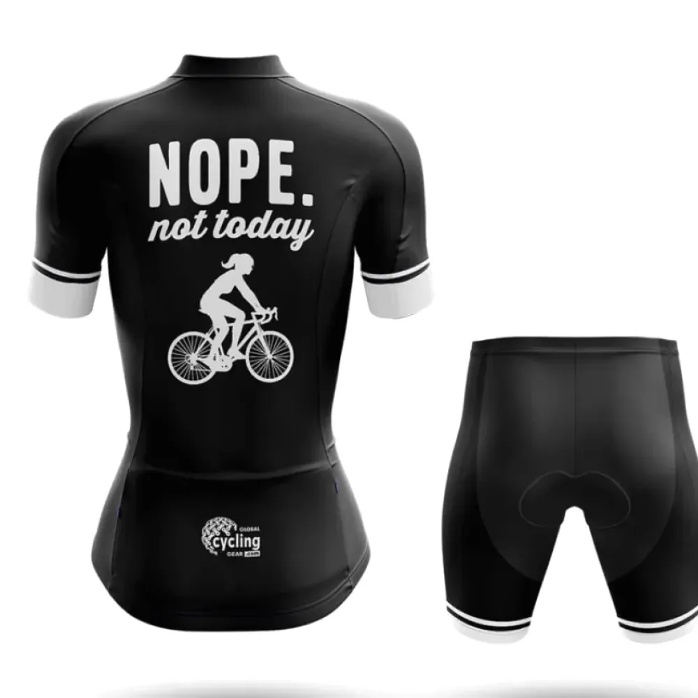Nope Not Today Women's Long Sleeve Cycling Jersey Black/White/Grey