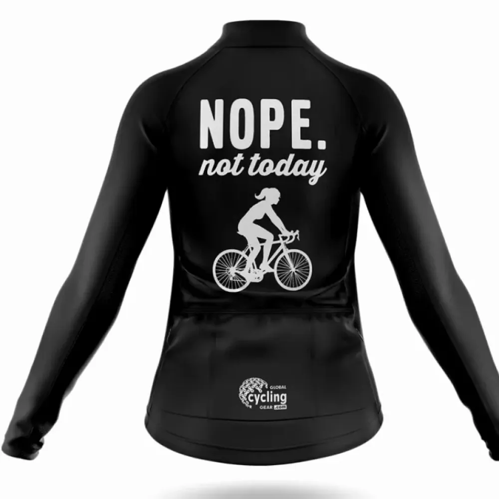Nope Not Today Women's Long Sleeve Cycling Jersey Black/White/Grey