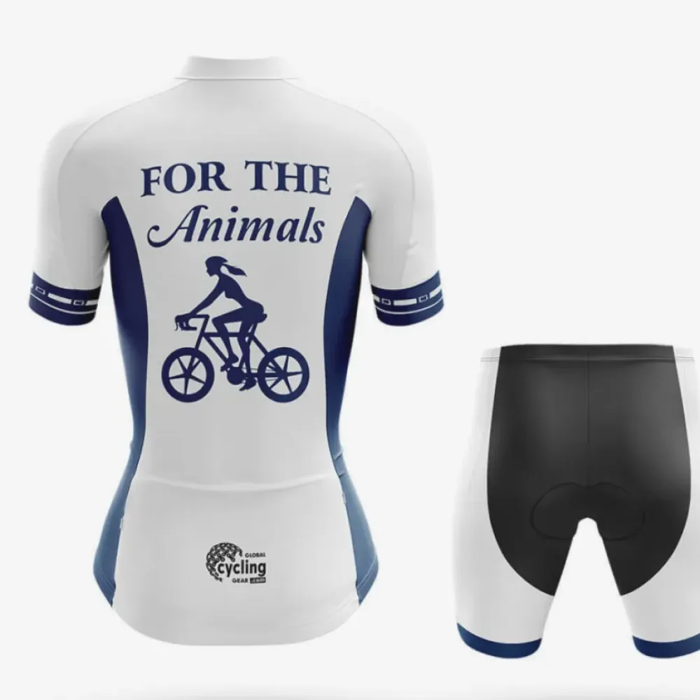 For The Animals Women's Cycling Shorts White/Blue/Black