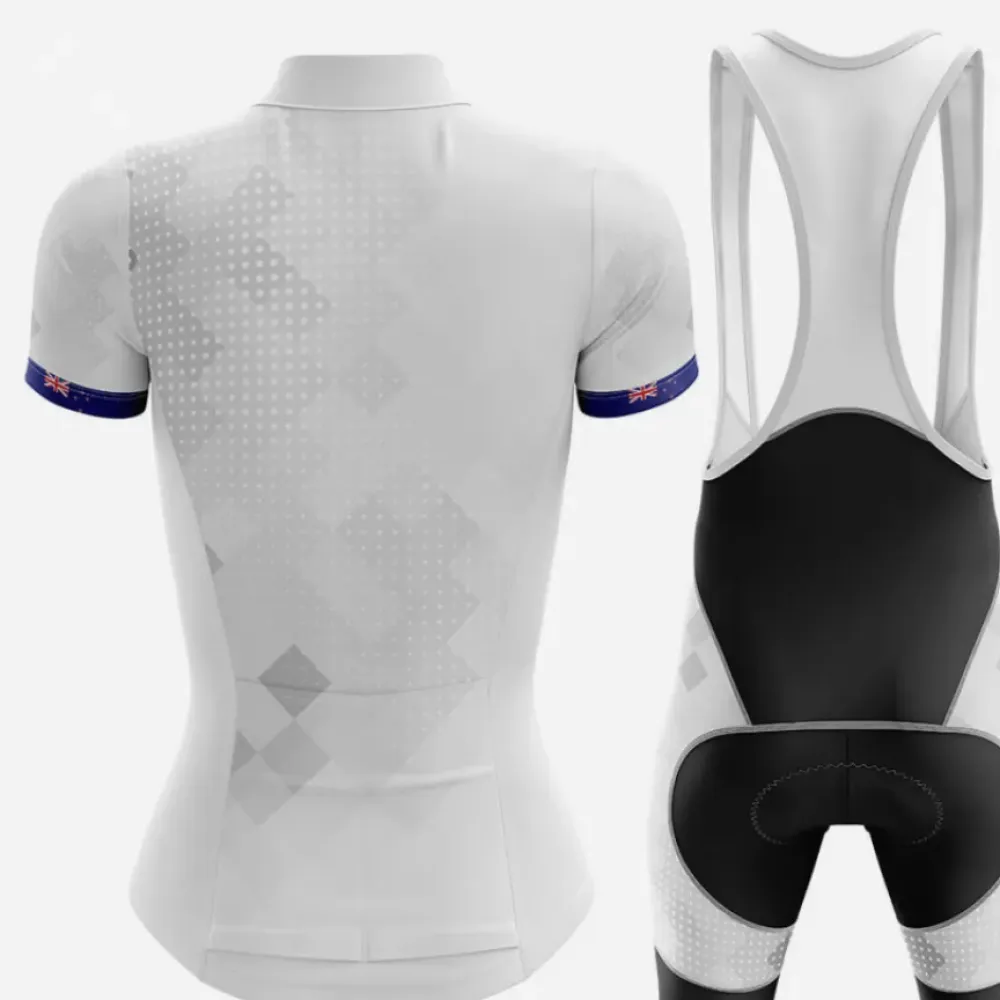 New Zealand Women Cycling Kit Jersey   Bib shorts White/Black/Grey