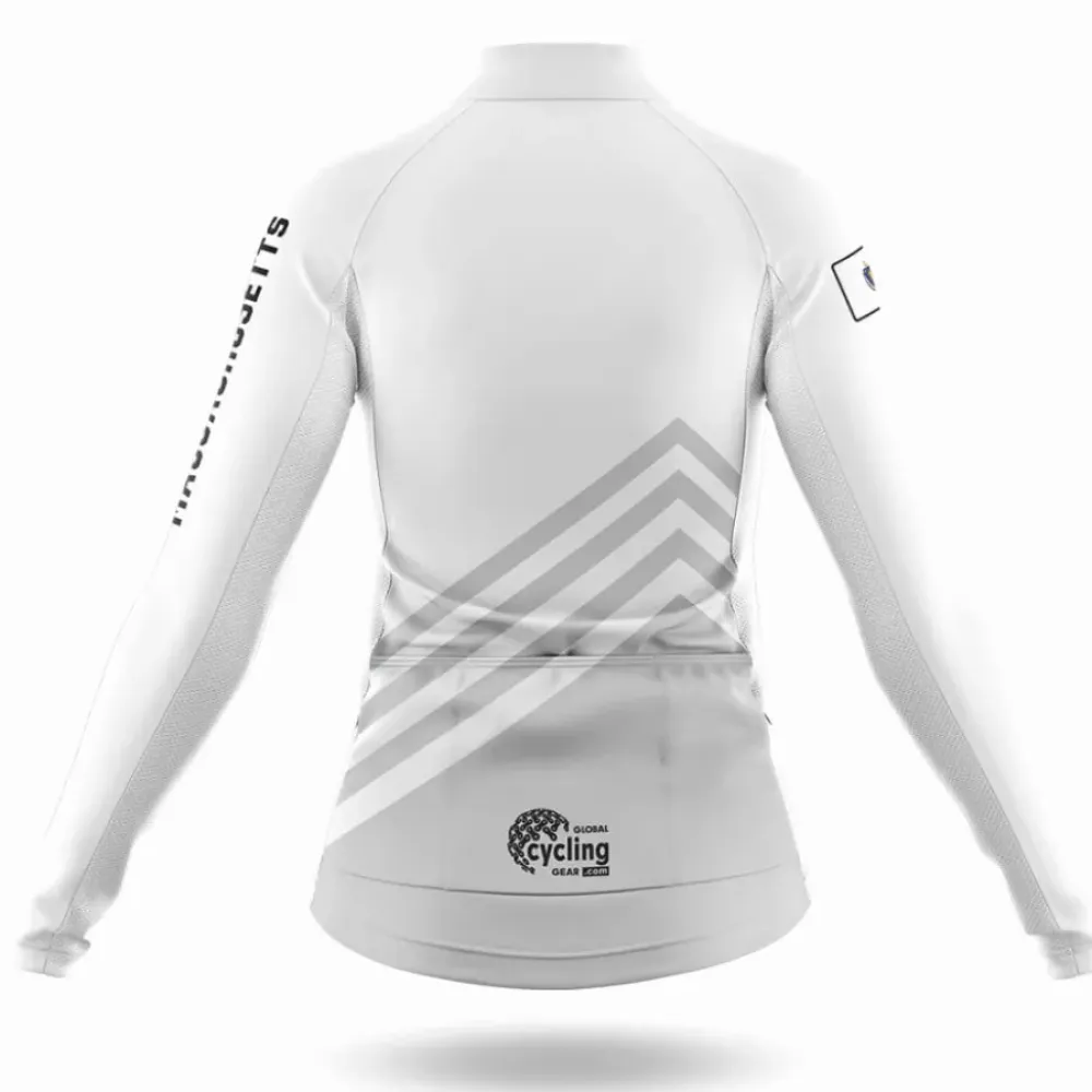 Massachusetts S4 White Cycling Jersey Women Gray/White/Black