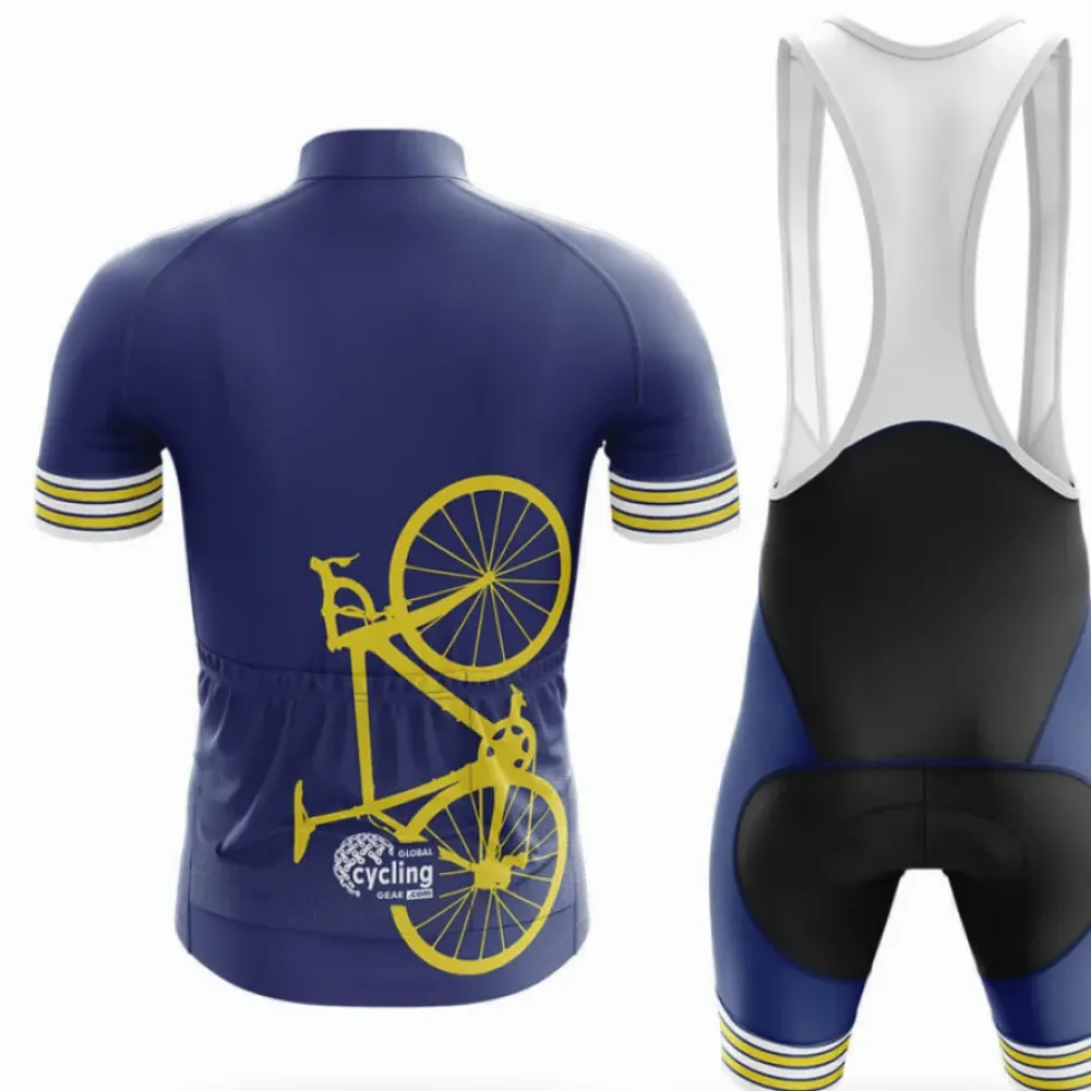Cycling Bibs Breathable Navy/White/Gold