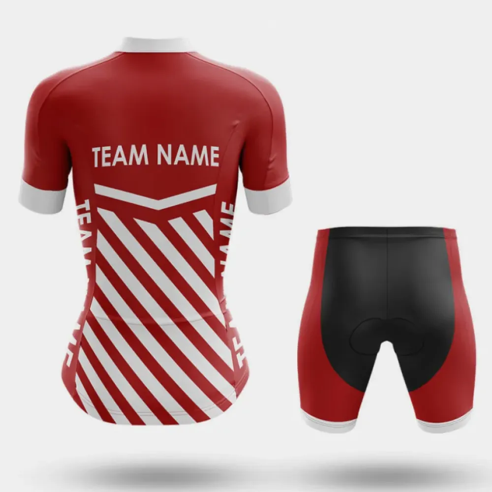 Women's Cycling Kit Full Set Custom Team Name M3 Red Red/White/Black