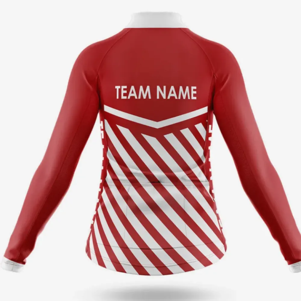Women's Cycling Kit Full Set Custom Team Name M3 Red Red/White/Black