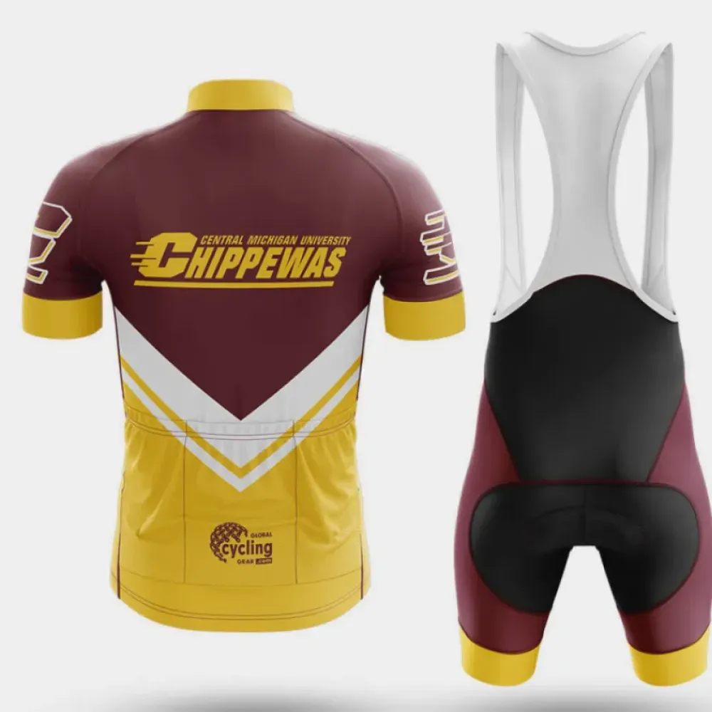 Central Michigan University Long Sleeve Cycling Jersey Maroon/Yellow/White