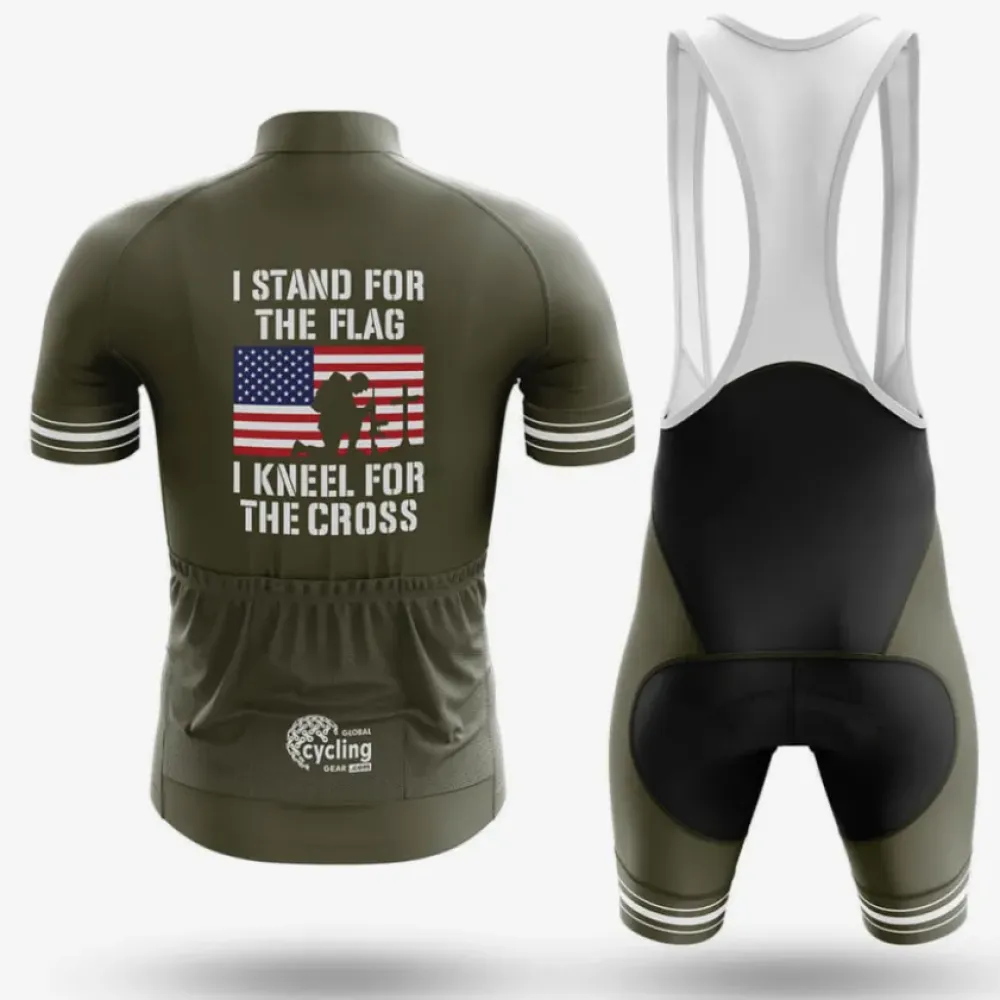 Cycling Jersey Stand For The Flag Olive Green/White/Black