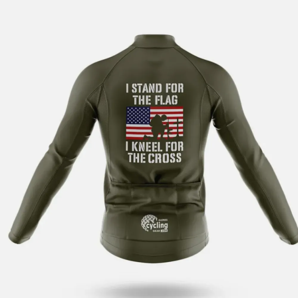 Cycling Jersey Stand For The Flag Olive Green/White/Black